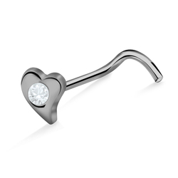 Stone Heart Shaped S316L Curved Nose Stud SSNSKB-200
